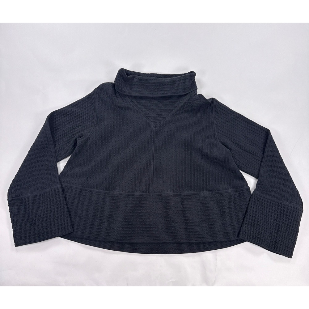 Lululemon Textured Funnel Neck Sweater Womens 8 Cowl Rib Pullover Black